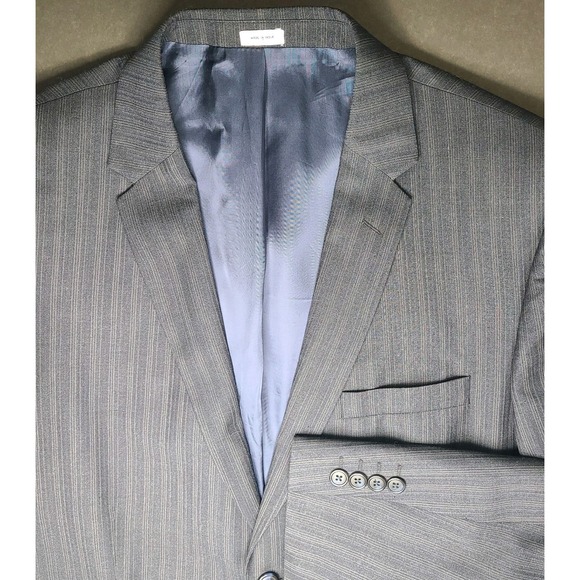 Calvin Klein Jackets & Blazers - Calvin Klein Mens L Short Pinstripe Suit Jacket Blazer Black Gray Two-Button